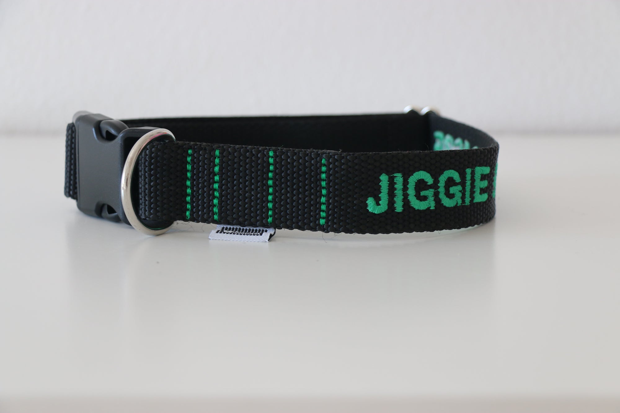 Custom embroidered BLACK dog collar, 3cm Wide. Handmade in Portugal
