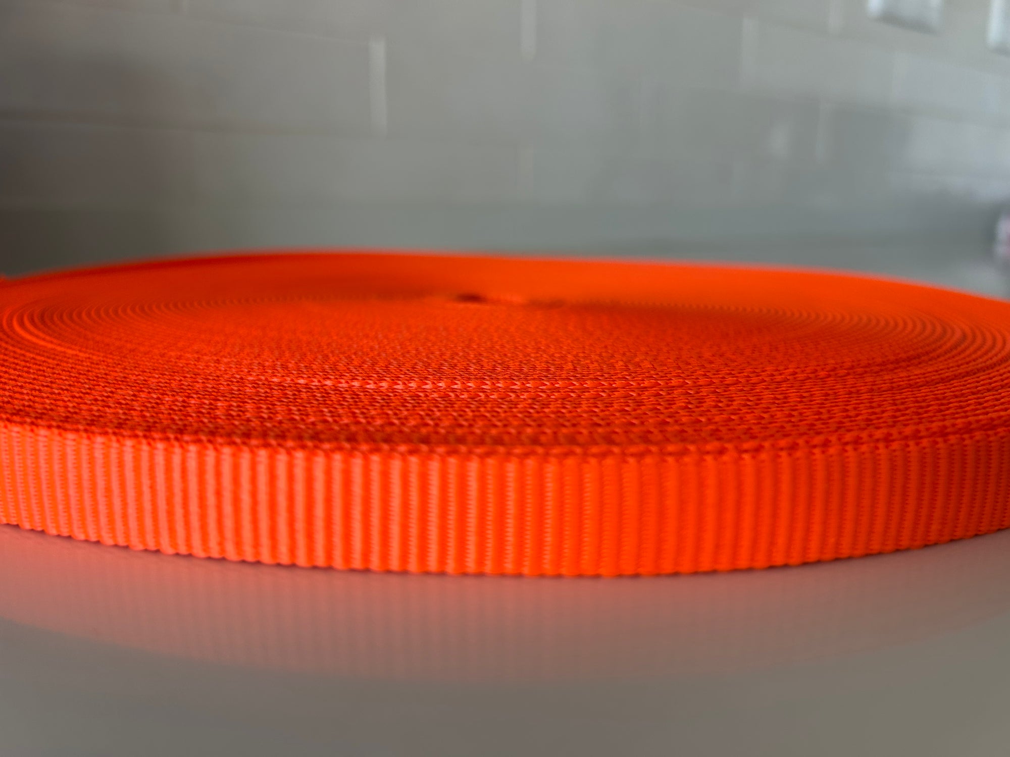 DOGsPARK Custom embroidered orange dog leash, 1,5cm wide. handmade in Portugal