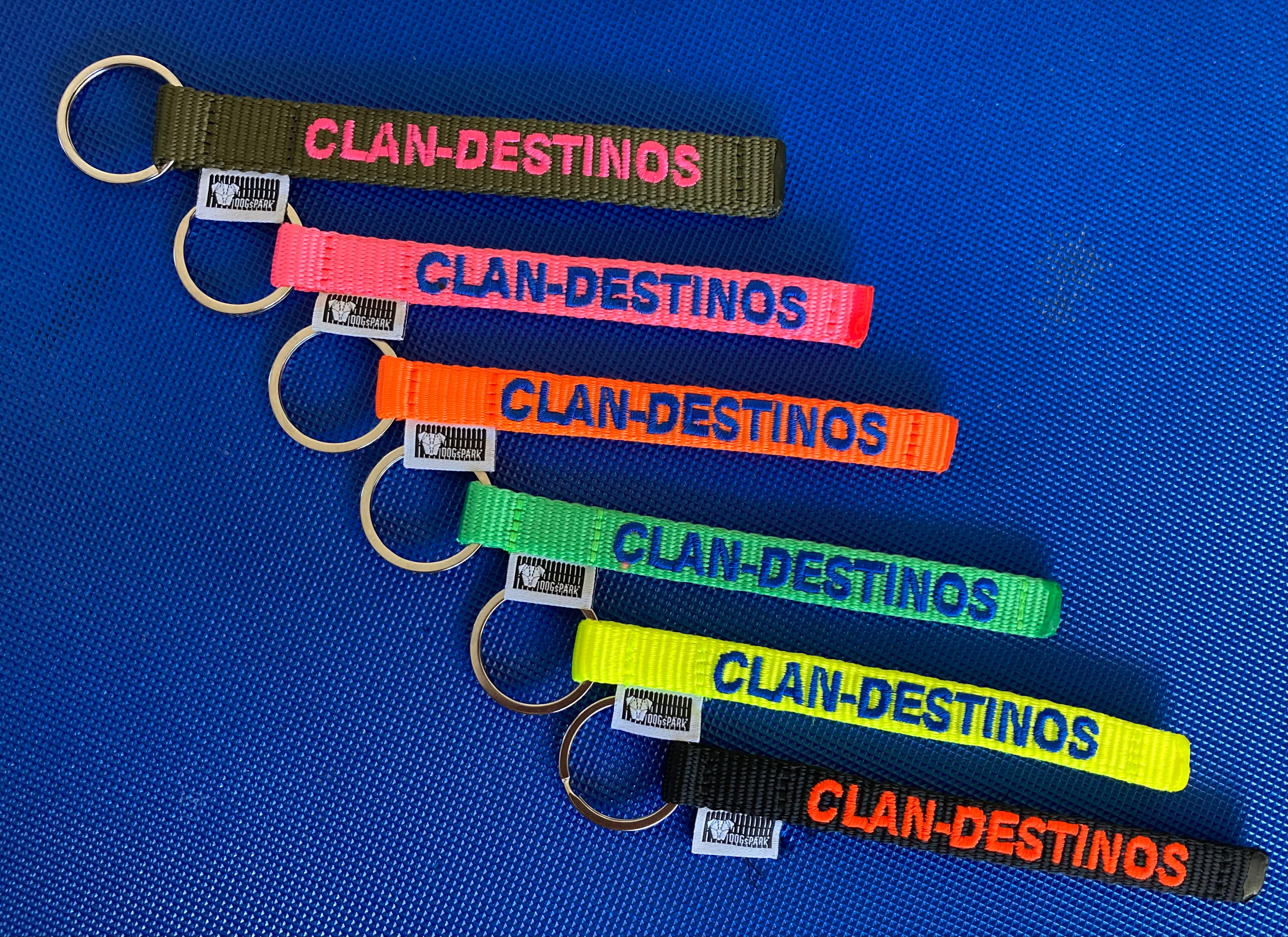 DOGsPARK Custom embroidered keychain multi color with custom embroidery text. Handmade in Portugal